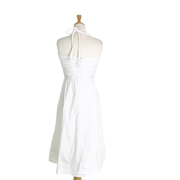 Veronica Beard Tucker Halter Neck Stretch Cotton Midi Dress White 4 NWT $548 - Picture 7 of 11